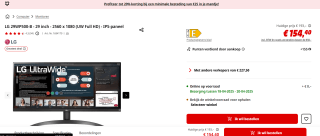 LG UltraWide 29WP500 - LED-Monitor 29" IPS - 2560 x 1080 UWFHD voor €154,40 bij de Mediamarkt