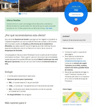 Granada: 3 días en casas-cueva para 2 desde 99€