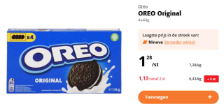 Oreo original 4x44 gram voor €1,13 bij Colruyt