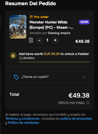 Monster Hunter Wilds PC Steam por solo 49,38€