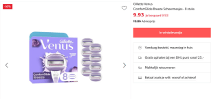 Gillette venus scheermesjes comfortglide breeze 8 stuks voor €9,93 bij Wehkamp