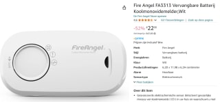 FireAngel Koolmonoxidemelder Inclusief 10 jaar Vervangbare Batterij voor €22,99 bij Amazon