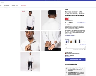 Camiseta cremallera cálida manga larga running KIPRUN Run 500 Warm Hombre por solo 6,99€