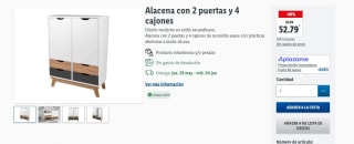 Alacena con 2 puertas y 4 cajones por 52,79€