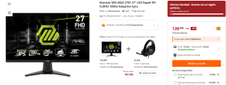Monitor MSI MAG 275F 27" LED Rapid IPS FullHD 180Hz por 134€