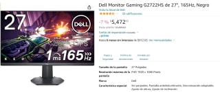 Monitor Dell G2722HS 27" a $5,472 en Amazon