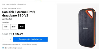 SanDisk Extreme Pro Portable V2, 4 TB externe SSD voor €429,99 in de WD Store
