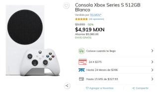 Consola Xbox Series S 512GB a $4,919 en Claro Shop