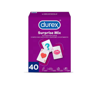 Durex - Preservativos Surprise Mix, 40 Condones Surtidos Sensitivo Suave Extra Seguro y Estimulante Suave por 28,06€