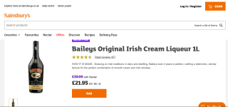 Baileys 1L available for £10