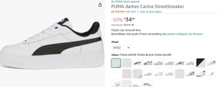 Puma Carina Street Street sneakers wit/zwart voor €34,98 bij Amazon