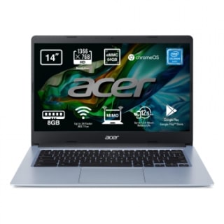 Ordenador Portátil Acer ChromeBook CB314-1H-C07W, Celeron N4020, 8GB, 64GB eMMC, FHD 14" - 35,56 cm, Chrome OS - Plata por 299€