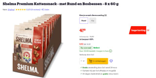 Shelma Premium Kattensnack - met Rund en Bosbessen - 8 x 60 g voor €4,99 bij Bol.com