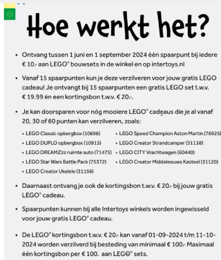 Spaar voor gratis LEGO cadeaus bij Intertoys