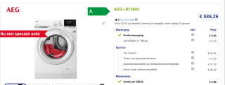 AEG LR73842 EcoLine 7000 Serie Prosteam® - Wasmachine - 8 KG voor €586,26 bij Beterwitgoed