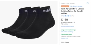 Pack 3 pares de Calcetines Unisex Adidas $149 | Mercado Libre