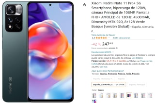 Xiaomi Redmi Note 11 Pro+ de 8GB/128GB por 247,40€ en amazon