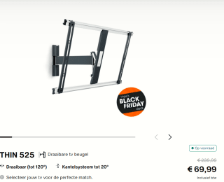 Vogel's THIN 525 - Draaibare tv-beugel 120˚ voor €69,99 bij Vogels