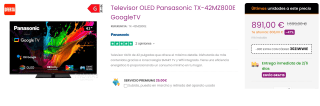 Televisor OLED Pansasonic TX-42MZ800E GoogleTV por 861€