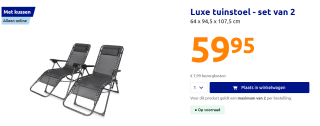 Luxe tuinstoel set van 2 stoelen voor €59,95 bij Action