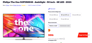 Philips The One 50PUS8949 50" 4K Smart TV (2024) voor €559 bij Bol