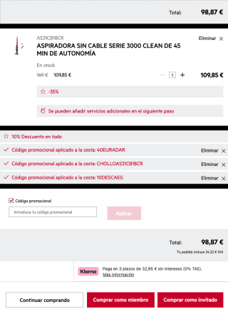 AEG Aspirador Escoba 2 en 1 por solo 98,87€