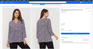 Polera Mujer Manga 3/4 Apl Metálica Morado Print Corona por solo $4.990
