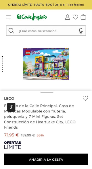 Edificio de la Calle Principal, Casa de Muñecas Modulable con frutería, peluquería y 7 Mini Figuras, Set Construcción de HeartLake City, LEGO Friends por 71,95€.