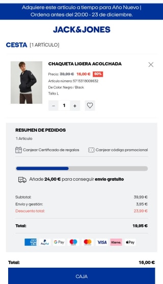 Chaqueta de hombre de la marca Jack and Jones por tan sólo 16€