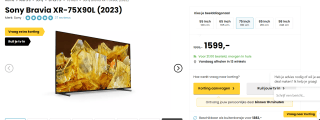 Sony Bravia XR-75X90L Zilver voor €1599 bij Hellotv