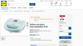 Gofrera con placa intercambiables de 75 W por 17.99€