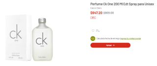 Perfume CK One 200ml por $647 en Soriana