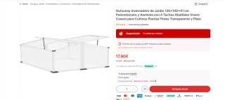 Invernadero de Jardín medidas 120x100x41 cm marca Outsunny por 17,90€