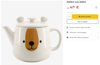 Théière Ours 650ml à 4,50€