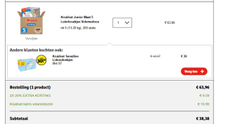 Kruidvat Junior Maat 5 Luierbroekjes Volumedoos mt 5 (13-20 kg), 200 stuks voor €38,38