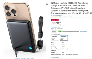 INIU voor MagSafe 10000mAh Powerbank voor €25,34 dmv code bij Amazon