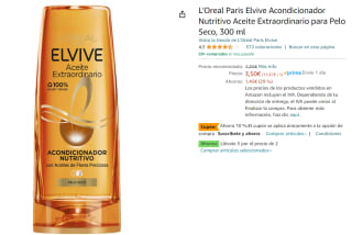 Pack 3 L'Oréal Paris - Elvive Acondicionador Nutritivo Aceite Extraordinario para Pelo Seco, 300 ml por 6.11€