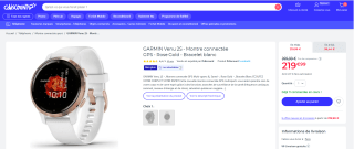 Montre connectée Garmin Venu 2S - Rose Gold - Bracelet blanc à 219,99€