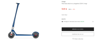 Patinete eléctrico plegable Unagi E500 por 549€