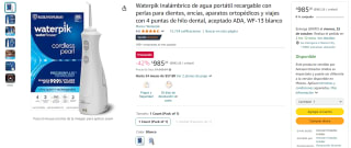 Waterpik Inalámbrico de Agua Portátil WF-13 por $985 en Amazon