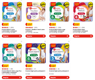 2 jumbo packs luiers voor €27 bij Kruidvat