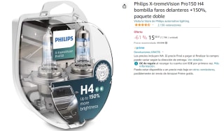 Philips X-tremeVision Pro150 H4 bombilla faros delanteros +150%, paquete doble por 15.58€