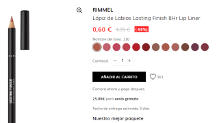Lápiz de Labios Rimmel Lasting Finish 8Hr Lip Liner solo por 0.60€