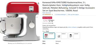 Kenwood kMix KMX750RD Keukenmachine voor €176,99 bij Amazon
