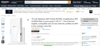 Répéteur WiFi 6 TP-Link - RE700X, AX3000 Mbps à 54,90€