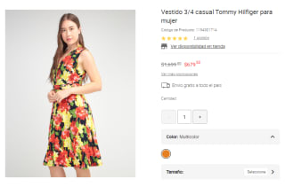 Vestido 3/4 Casual Tommy Hilfiger por $680 | Descuento Liverpool