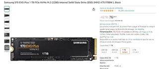 Disco duro Samsung 970 EVO Plus 1 TB PCIe NVMe M.2 por 76,96€
