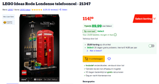 LEGO Ideas Rode Londense telefooncel (21347) voor €89,99 met Bol Select