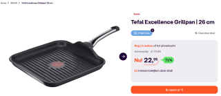 Grillpan Tefal EXCELLENCE (Ø26 cm) voor €22,95 bij Ibood