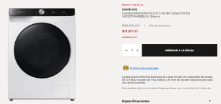 Lavasecadora Samsung Eléctrica 12.5Kg por $13,818 en El Palacio de Hierro